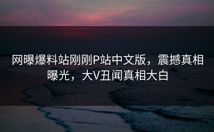 网曝爆料站刚刚P站中文版，震撼真相曝光，大V丑闻真相大白