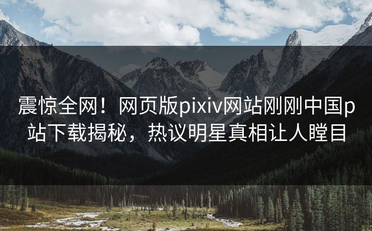 震惊全网！网页版pixiv网站刚刚中国p站下载揭秘，热议明星真相让人瞠目