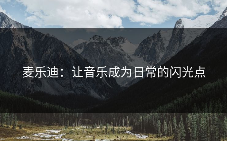 麦乐迪：让音乐成为日常的闪光点