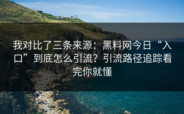 我对比了三条来源：黑料网今日“入口”到底怎么引流？引流路径追踪看完你就懂