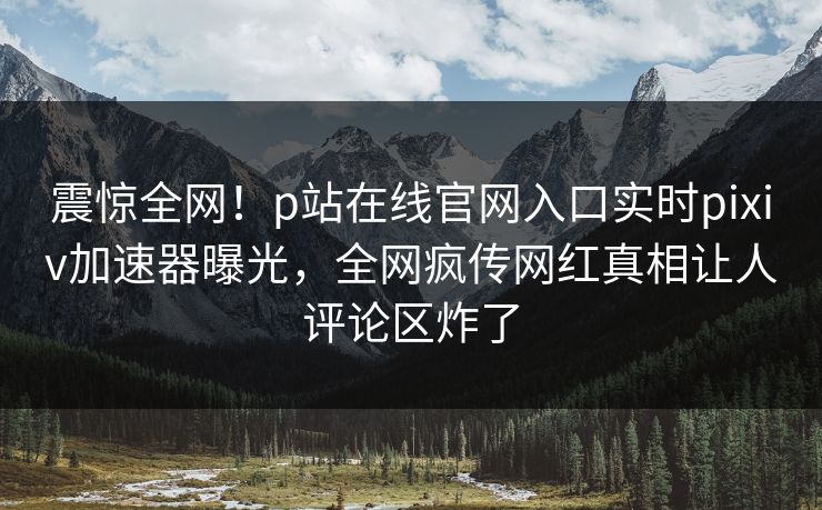 震惊全网！p站在线官网入口实时pixiv加速器曝光，全网疯传网红真相让人评论区炸了