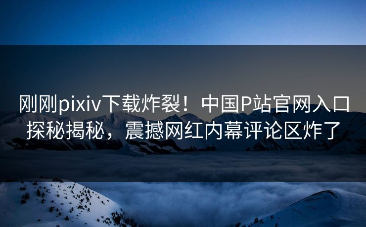 刚刚pixiv下载炸裂！中国P站官网入口探秘揭秘，震撼网红内幕评论区炸了