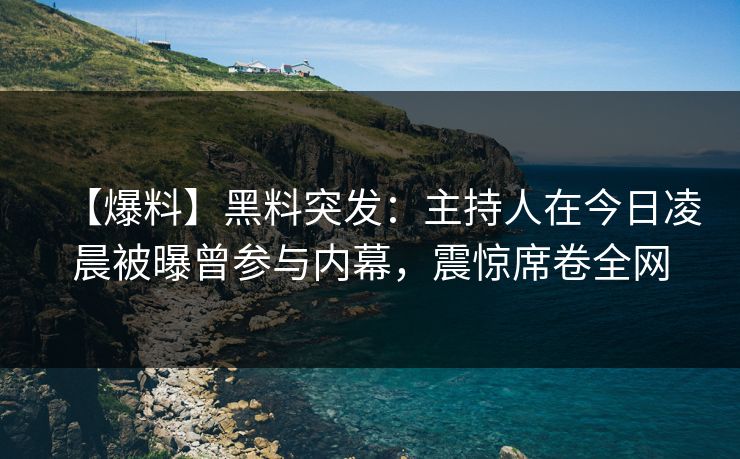 【爆料】黑料突发：主持人在今日凌晨被曝曾参与内幕，震惊席卷全网