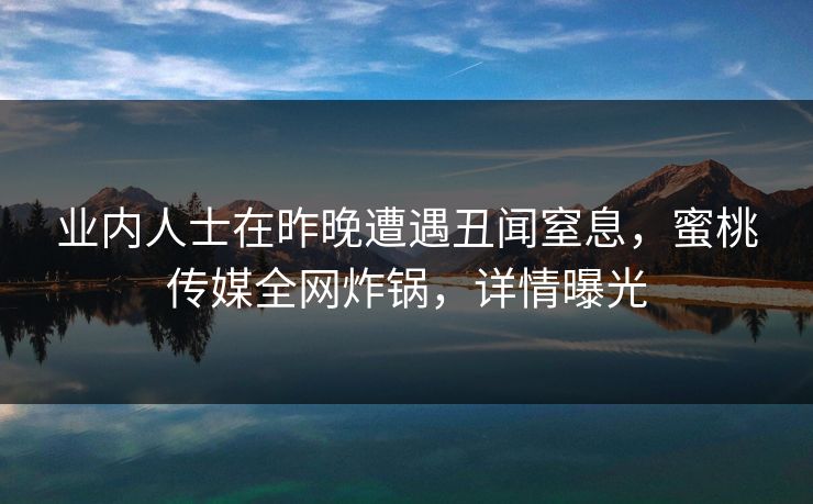 业内人士在昨晚遭遇丑闻窒息,蜜桃传媒全网炸锅,详情曝光 业内人士在昨晚遭遇丑闻窒息,蜜桃传媒全网炸锅,详情曝光