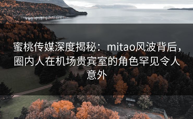 蜜桃传媒深度揭秘:mitao风波背后,圈内人在机场贵宾室的角色罕见令人意外 蜜桃传媒深度揭秘:mitao风波背后,圈内人在机场贵宾室的角色罕见令人意外